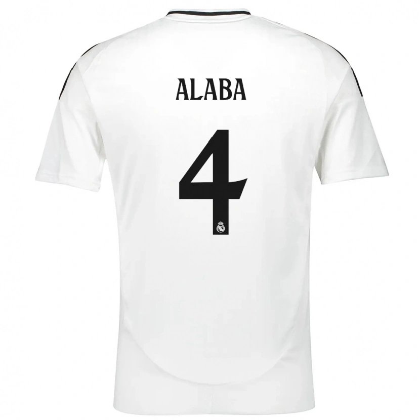 Danxen Mænd David Alaba #4 Hvid Hjemmebane Spillertrøjer 2024/25 Trøje T-Shirt