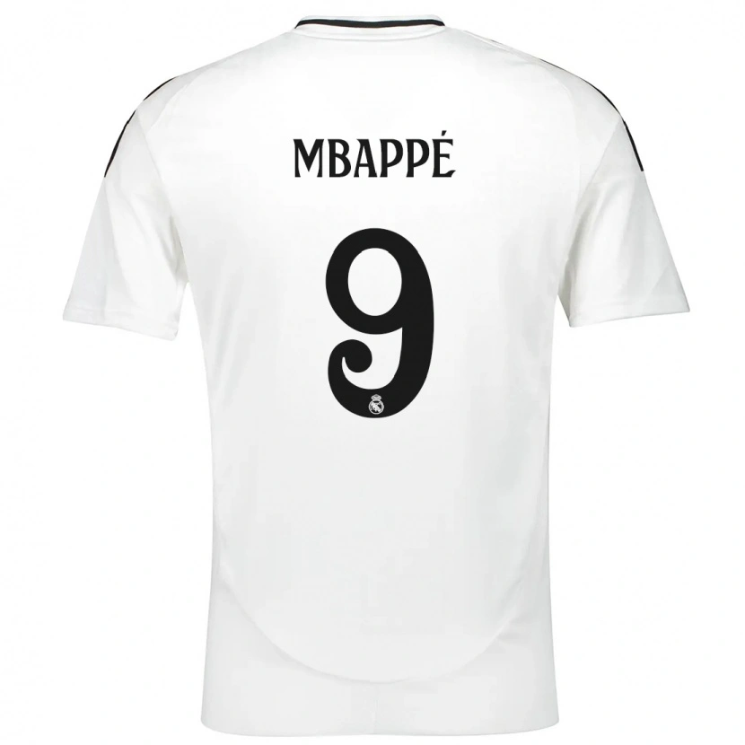 Danxen Mænd Kylian Mbappé #9 Hvid Hjemmebane Spillertrøjer 2024/25 Trøje T-Shirt
