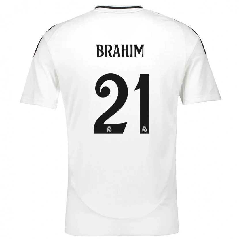 Danxen Mænd Brahim Díaz #21 Hvid Hjemmebane Spillertrøjer 2024/25 Trøje T-Shirt