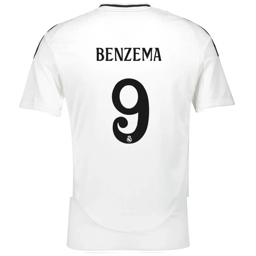 Danxen Mænd Karim Benzema #9 Hvid Hjemmebane Spillertrøjer 2024/25 Trøje T-Shirt