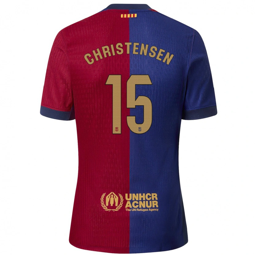 Danxen Mænd Andreas Christensen #15 Blå Rød Hjemmebane Spillertrøjer 2024/25 Trøje T-Shirt