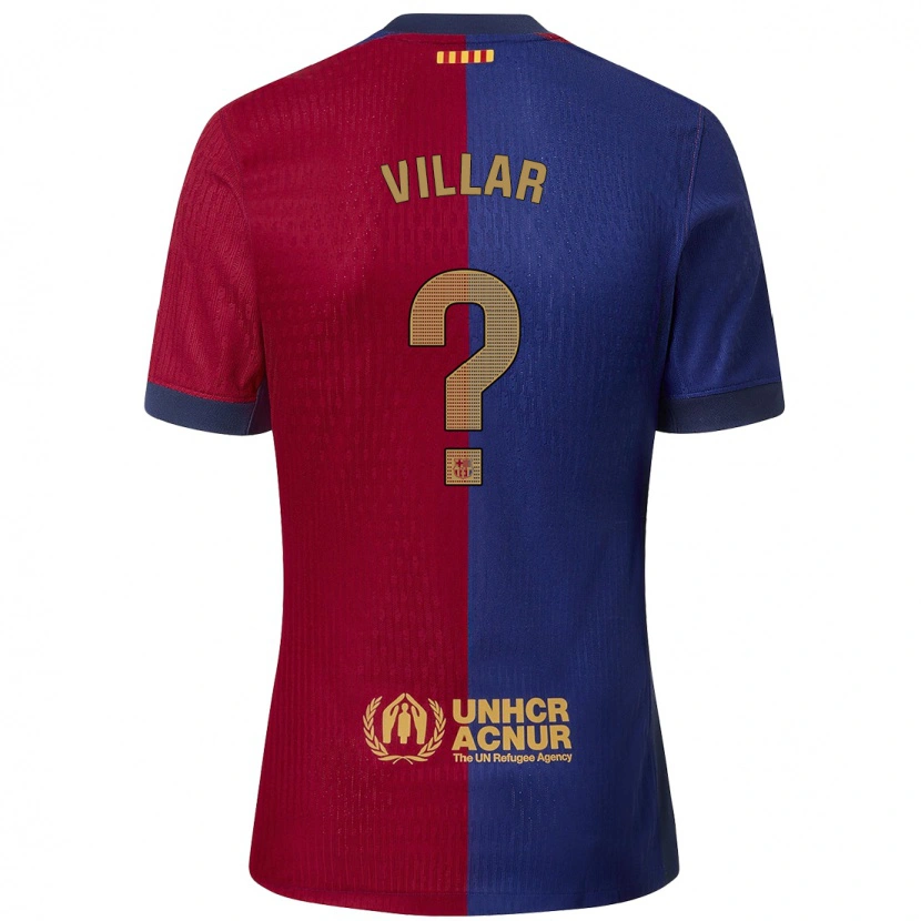 Danxen Mænd Pedro Villar #0 Blå Rød Hjemmebane Spillertrøjer 2024/25 Trøje T-Shirt