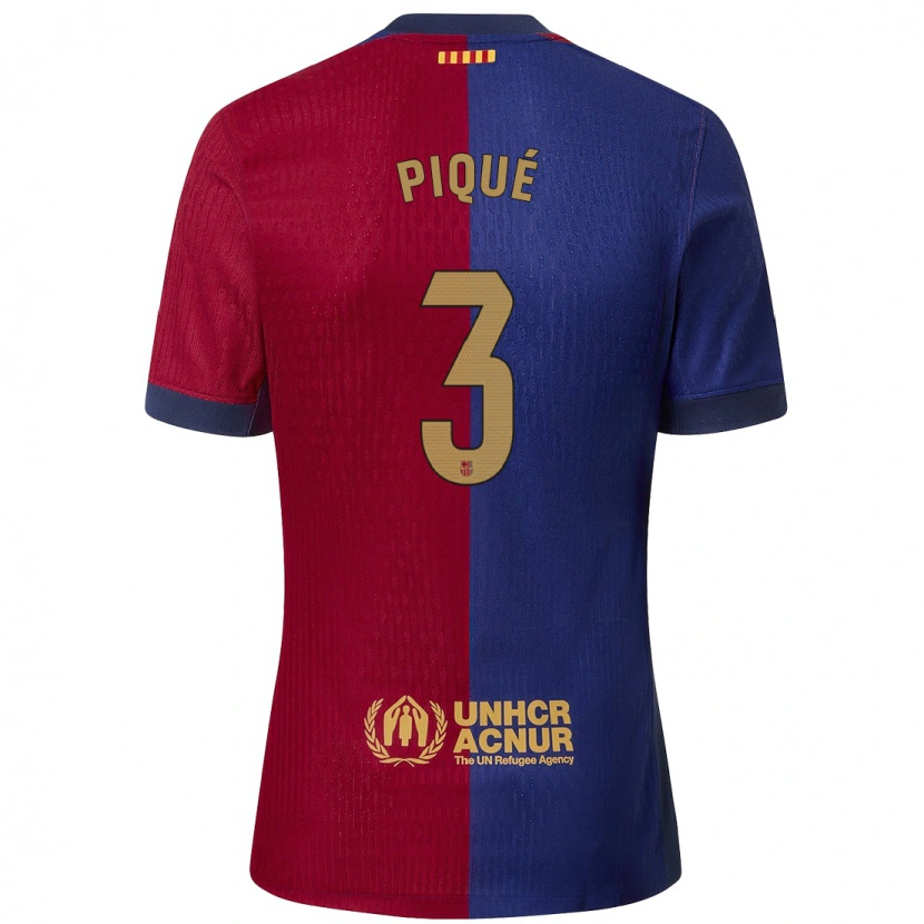 Danxen Mænd Gerard Pique #3 Blå Rød Hjemmebane Spillertrøjer 2024/25 Trøje T-Shirt