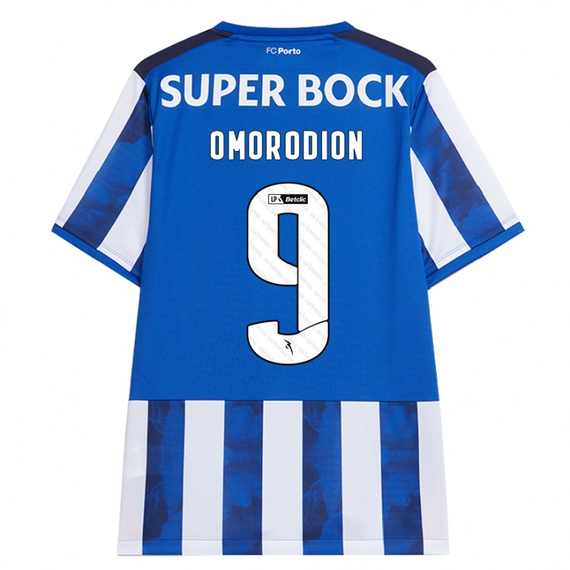 Danxen Mænd Samu Omorodion #9 Blå Hvid Hjemmebane Spillertrøjer 2024/25 Trøje T-Shirt