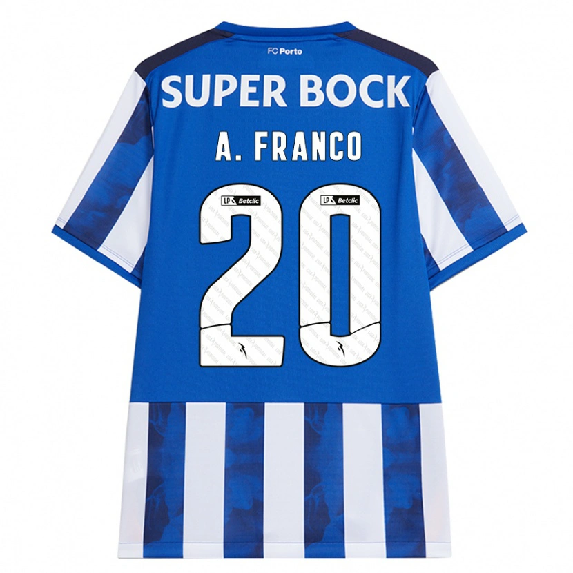 Danxen Mænd André Franco #20 Blå Hvid Hjemmebane Spillertrøjer 2024/25 Trøje T-Shirt