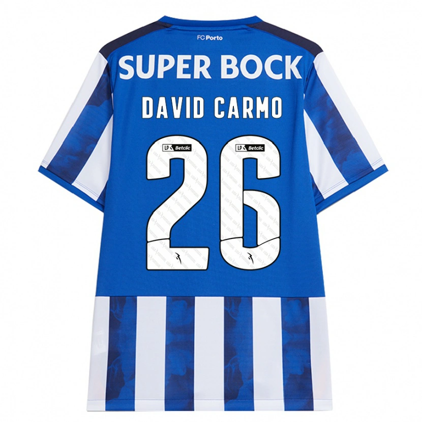 Danxen Mænd David Carmo #26 Blå Hvid Hjemmebane Spillertrøjer 2024/25 Trøje T-Shirt