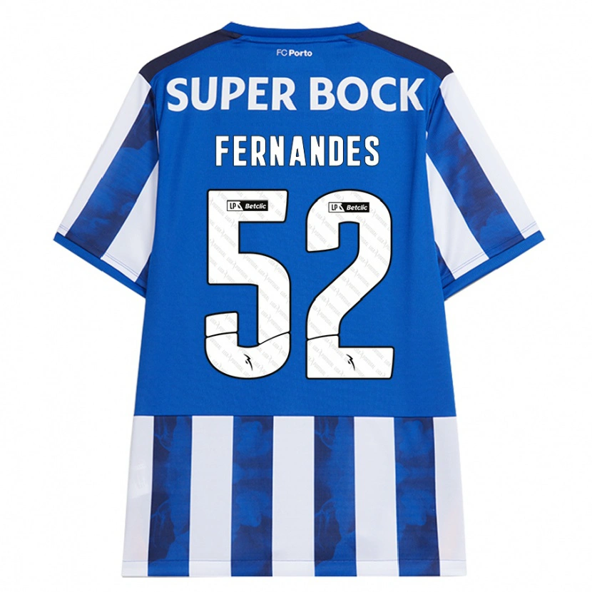 Danxen Mænd Martim Fernandes #52 Blå Hvid Hjemmebane Spillertrøjer 2024/25 Trøje T-Shirt