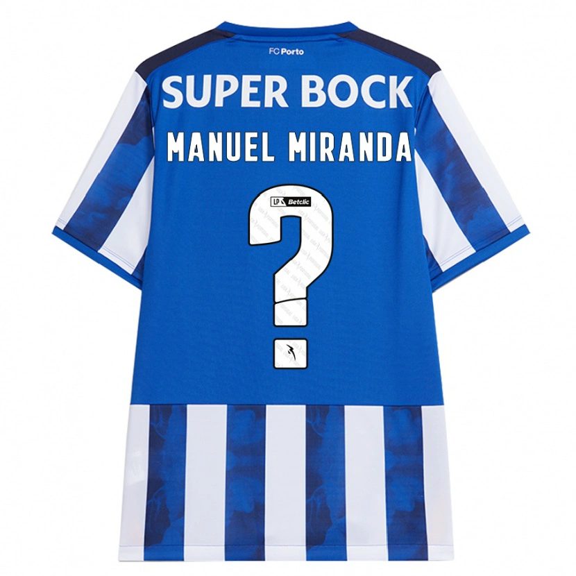Danxen Mænd Manuel Miranda #0 Blå Hvid Hjemmebane Spillertrøjer 2024/25 Trøje T-Shirt