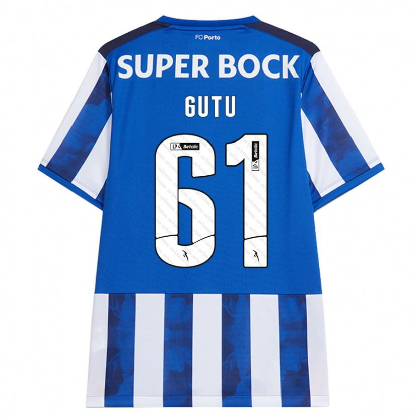 Danxen Mænd Denis Gutu #61 Blå Hvid Hjemmebane Spillertrøjer 2024/25 Trøje T-Shirt