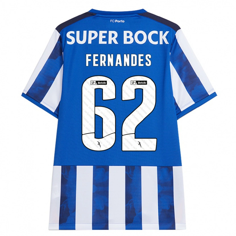 Danxen Mænd Rodrigo Fernandes #62 Blå Hvid Hjemmebane Spillertrøjer 2024/25 Trøje T-Shirt