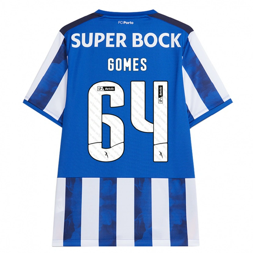 Danxen Mænd Luís Gomes #64 Blå Hvid Hjemmebane Spillertrøjer 2024/25 Trøje T-Shirt