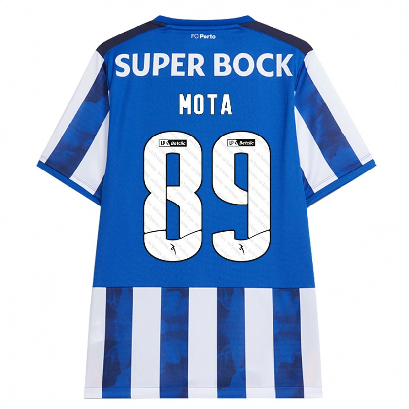 Danxen Mænd Luís Mota #89 Blå Hvid Hjemmebane Spillertrøjer 2024/25 Trøje T-Shirt