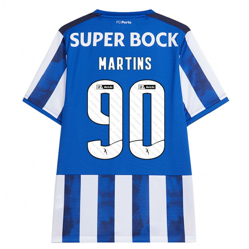 Danxen Mænd Gil Martins #90 Blå Hvid Hjemmebane Spillertrøjer 2024/25 Trøje T-Shirt