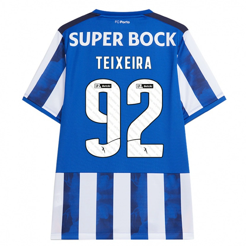 Danxen Mænd João Teixeira #92 Blå Hvid Hjemmebane Spillertrøjer 2024/25 Trøje T-Shirt