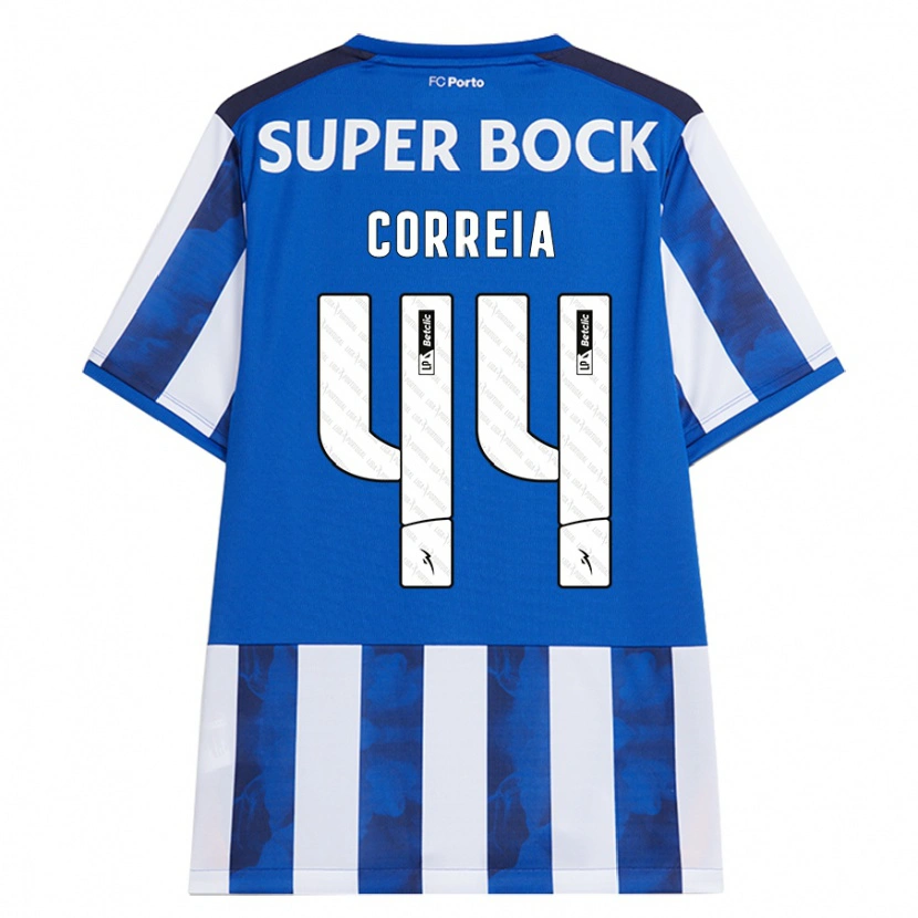 Danxen Mænd Romain Correia #44 Blå Hvid Hjemmebane Spillertrøjer 2024/25 Trøje T-Shirt