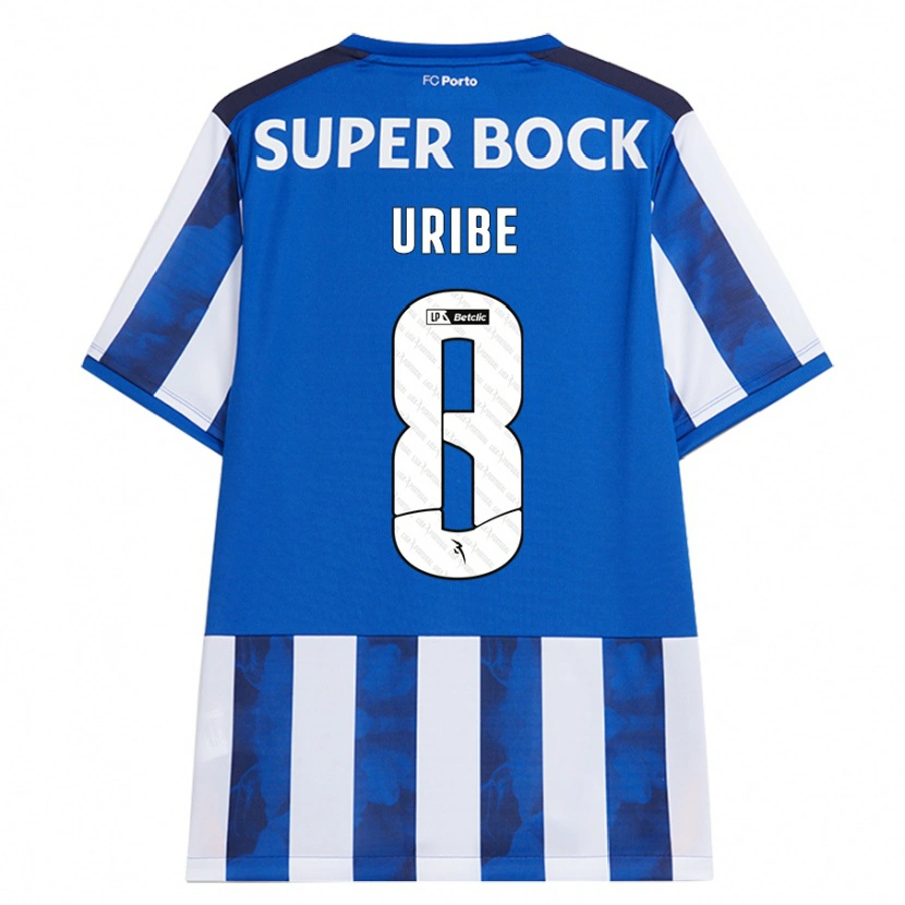 Danxen Mænd Mateus Uribe #8 Blå Hvid Hjemmebane Spillertrøjer 2024/25 Trøje T-Shirt