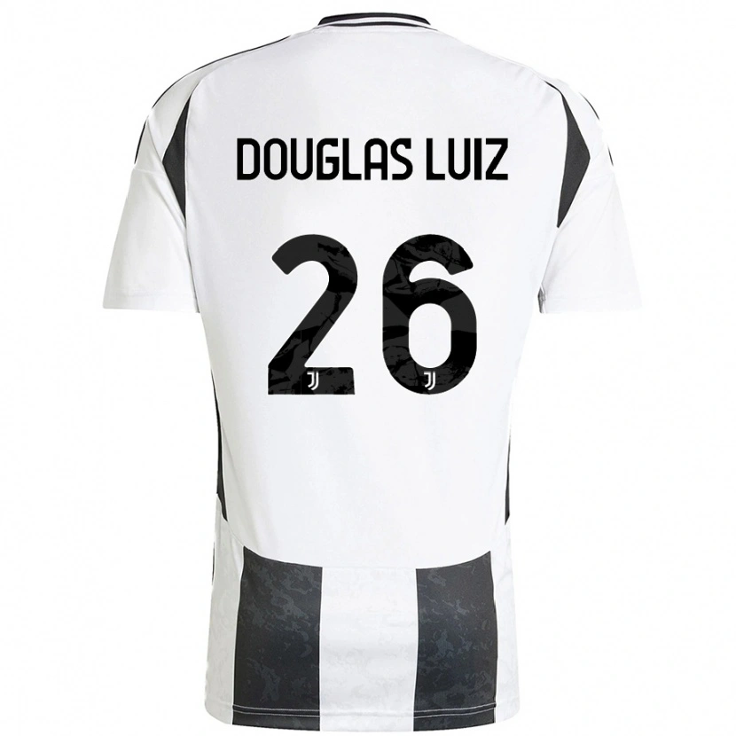 Danxen Mænd Douglas Luiz #26 Hvid Sort Hjemmebane Spillertrøjer 2024/25 Trøje T-Shirt