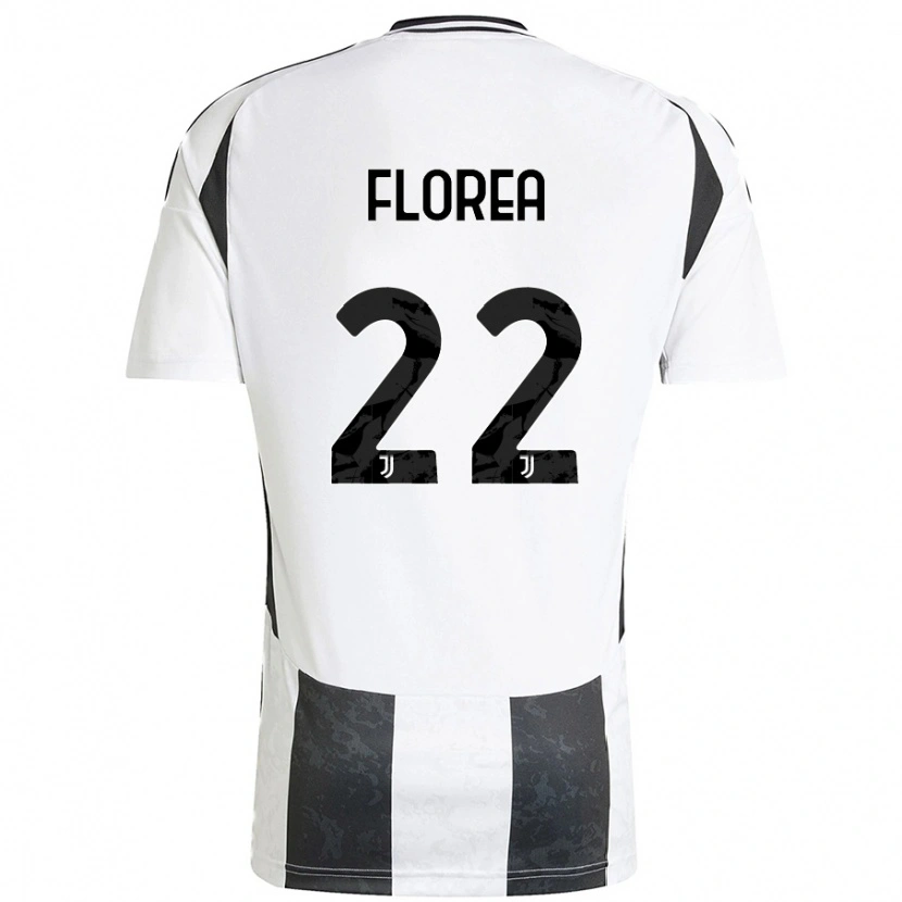 Danxen Mænd Andrei Florea #22 Hvid Sort Hjemmebane Spillertrøjer 2024/25 Trøje T-Shirt