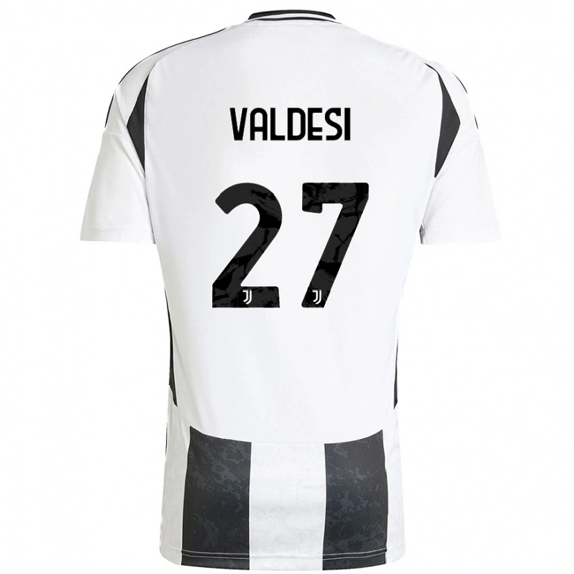 Danxen Mænd Andrea Valdesi #27 Hvid Sort Hjemmebane Spillertrøjer 2024/25 Trøje T-Shirt