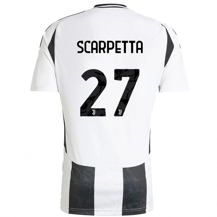 Danxen Mænd Jacopo Scarpetta #27 Hvid Sort Hjemmebane Spillertrøjer 2024/25 Trøje T-Shirt