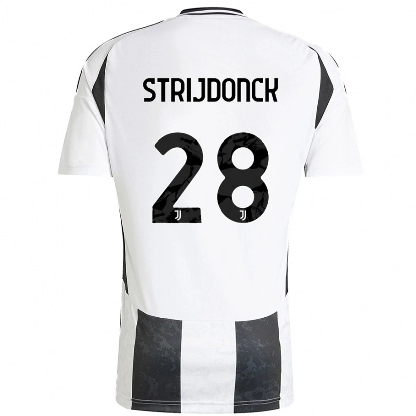 Danxen Mænd Bayron Strijdonck #28 Hvid Sort Hjemmebane Spillertrøjer 2024/25 Trøje T-Shirt