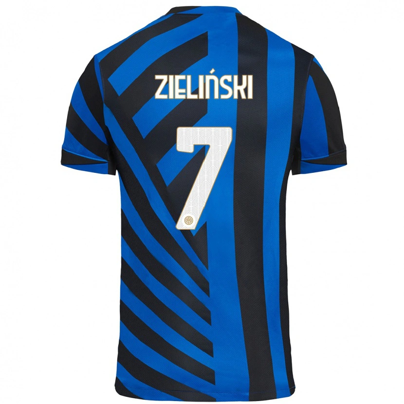 Danxen Mænd Piotr Zieliński #7 Blå Sort Hjemmebane Spillertrøjer 2024/25 Trøje T-Shirt