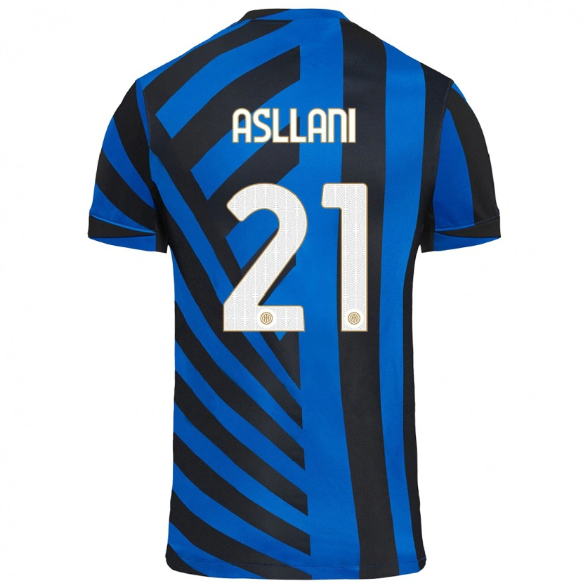 Danxen Mænd Kristjan Asllani #21 Blå Sort Hjemmebane Spillertrøjer 2024/25 Trøje T-Shirt