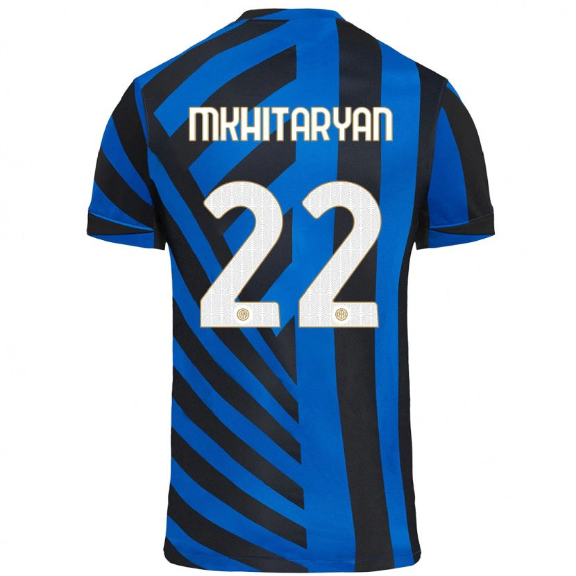 Danxen Mænd Henrikh Mkhitaryan #22 Blå Sort Hjemmebane Spillertrøjer 2024/25 Trøje T-Shirt