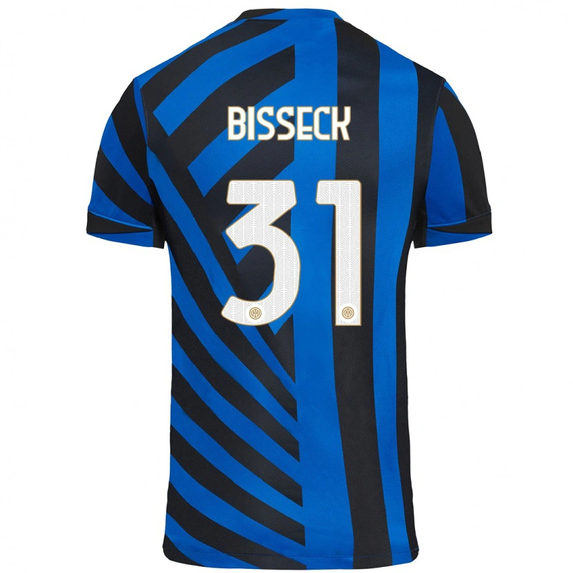 Danxen Mænd Yann Bisseck #31 Blå Sort Hjemmebane Spillertrøjer 2024/25 Trøje T-Shirt