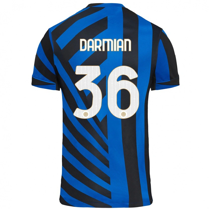 Danxen Mænd Matteo Darmian #36 Blå Sort Hjemmebane Spillertrøjer 2024/25 Trøje T-Shirt