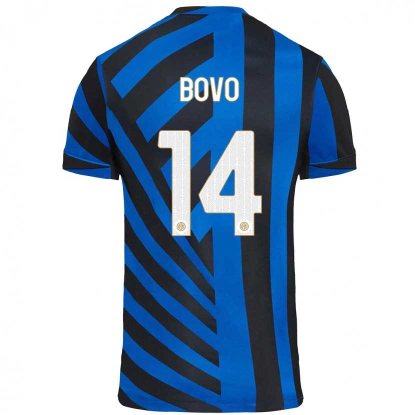 Danxen Mænd Leonardo Bovo #14 Blå Sort Hjemmebane Spillertrøjer 2024/25 Trøje T-Shirt