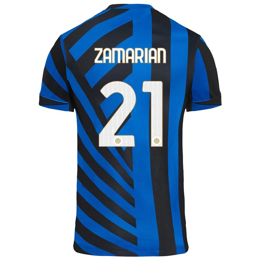 Danxen Mænd Matteo Zamarian #21 Blå Sort Hjemmebane Spillertrøjer 2024/25 Trøje T-Shirt
