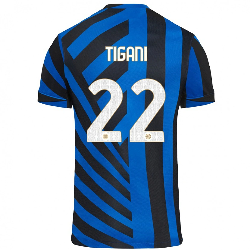 Danxen Mænd Edoardo Tigani #22 Blå Sort Hjemmebane Spillertrøjer 2024/25 Trøje T-Shirt