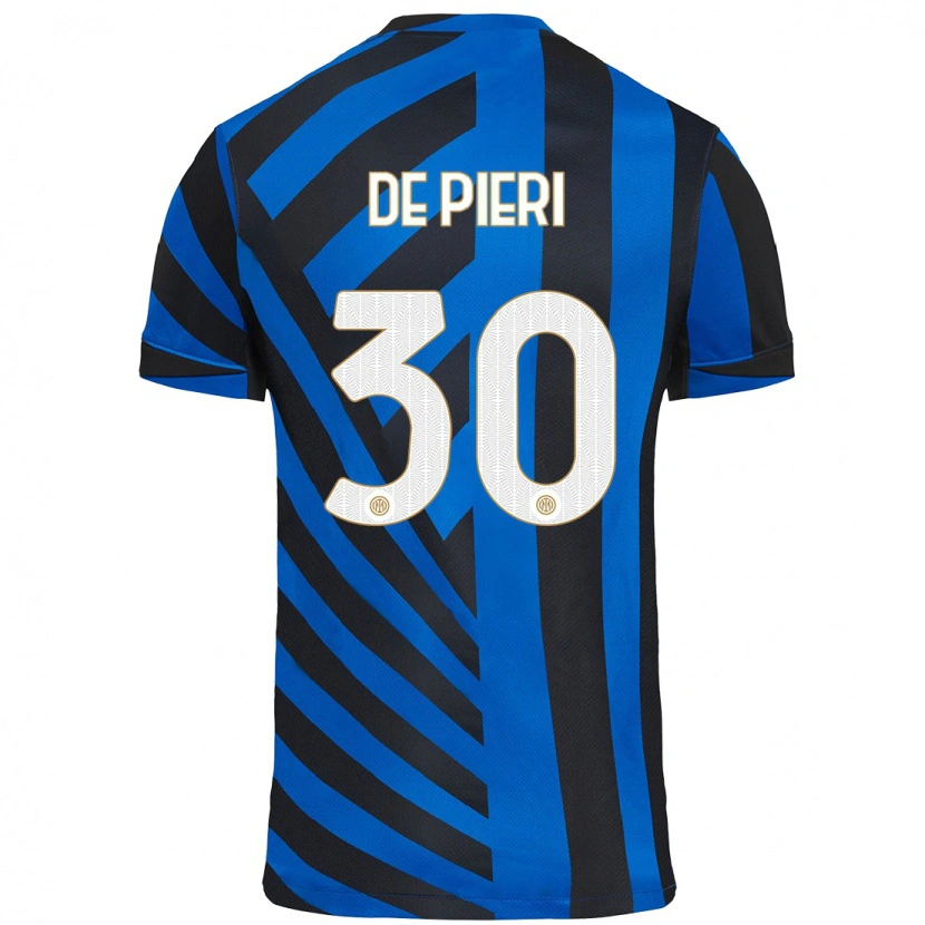 Danxen Mænd Giacomo De Pieri #30 Blå Sort Hjemmebane Spillertrøjer 2024/25 Trøje T-Shirt