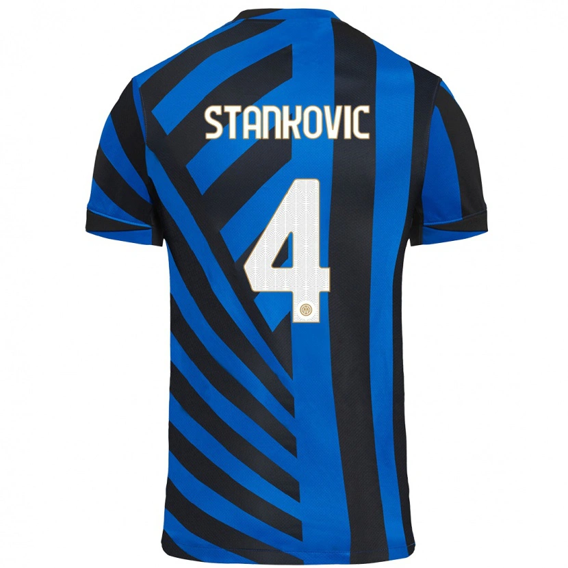 Danxen Mænd Aleksandar Stankovic #4 Blå Sort Hjemmebane Spillertrøjer 2024/25 Trøje T-Shirt