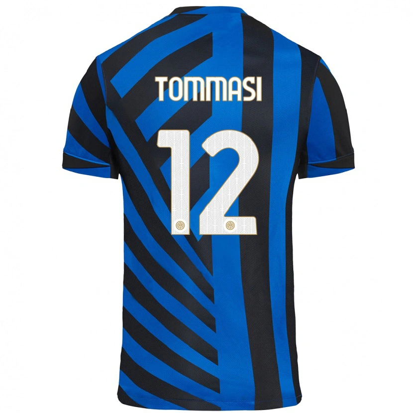 Danxen Mænd Francesco Tommasi #12 Blå Sort Hjemmebane Spillertrøjer 2024/25 Trøje T-Shirt