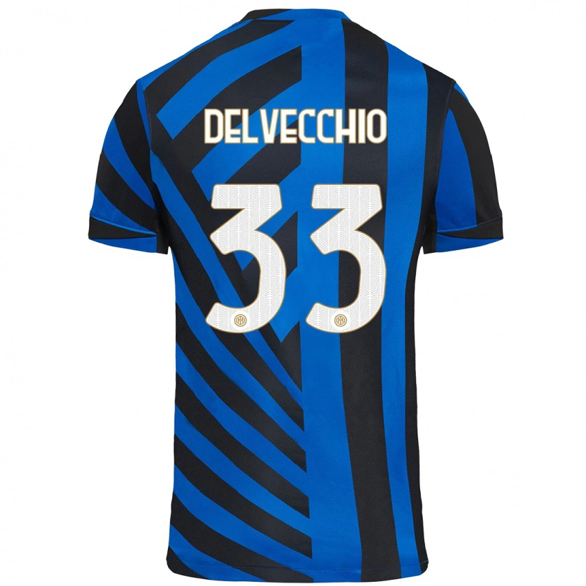 Danxen Mænd Gabriele Delvecchio #33 Blå Sort Hjemmebane Spillertrøjer 2024/25 Trøje T-Shirt