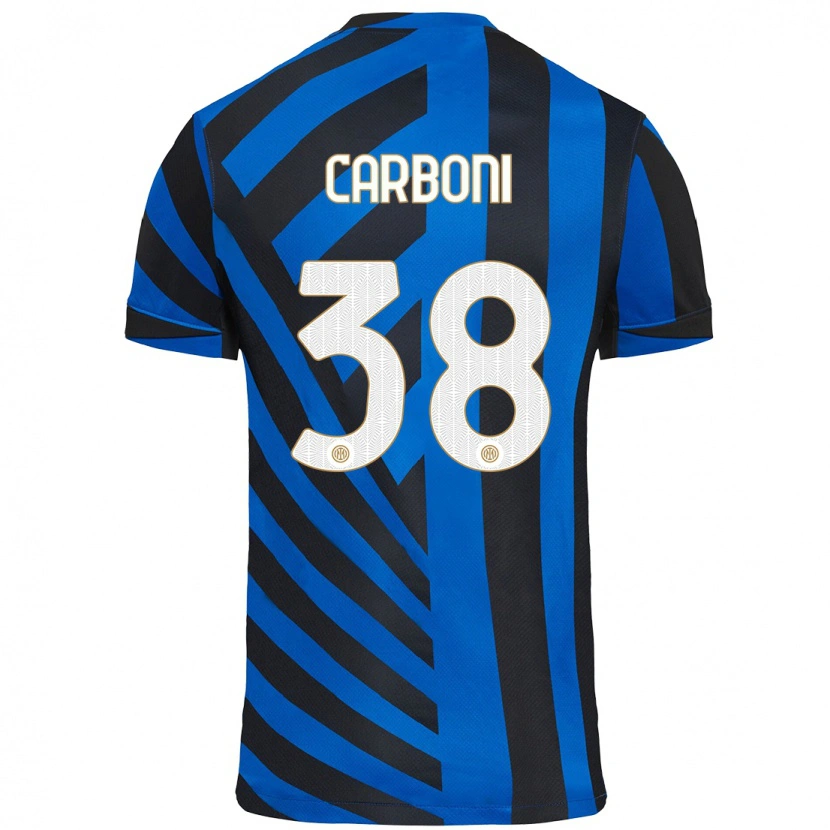 Danxen Mænd Valentin Carboni #38 Blå Sort Hjemmebane Spillertrøjer 2024/25 Trøje T-Shirt