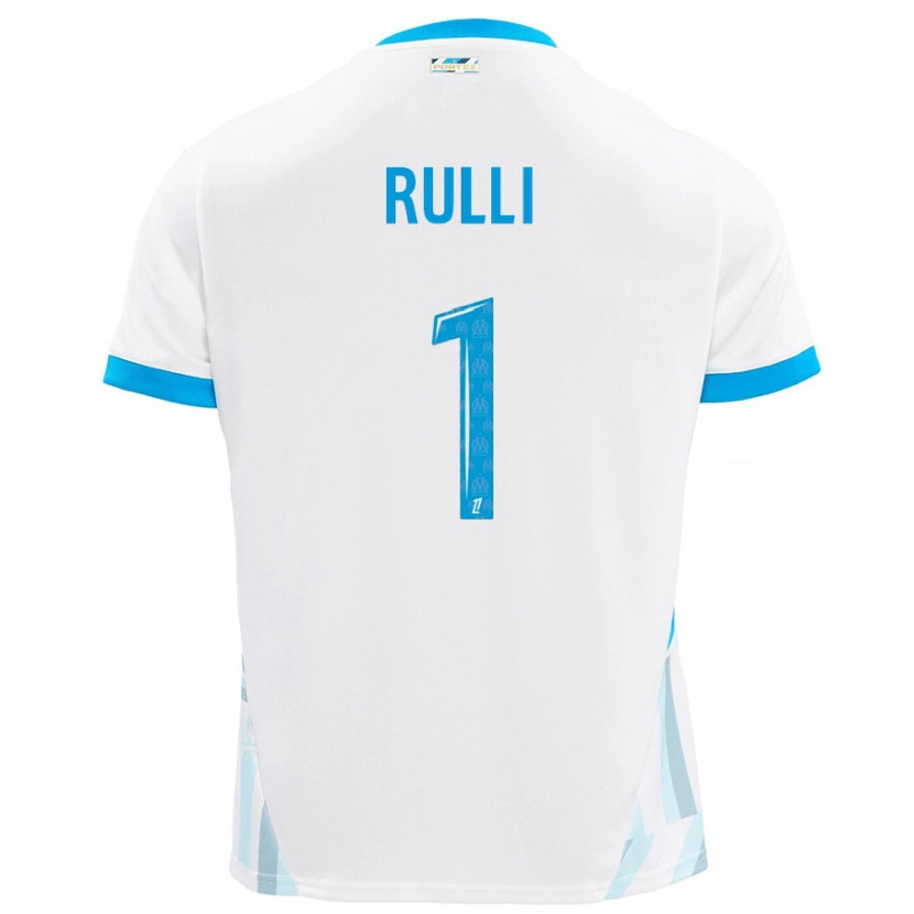 Danxen Mænd Gerónimo Rulli #1 Hvid Himmelblå Hjemmebane Spillertrøjer 2024/25 Trøje T-Shirt