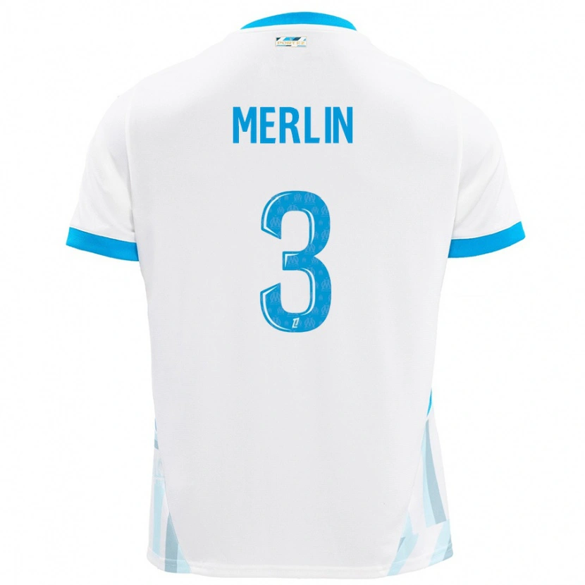 Danxen Mænd Quentin Merlin #3 Hvid Himmelblå Hjemmebane Spillertrøjer 2024/25 Trøje T-Shirt