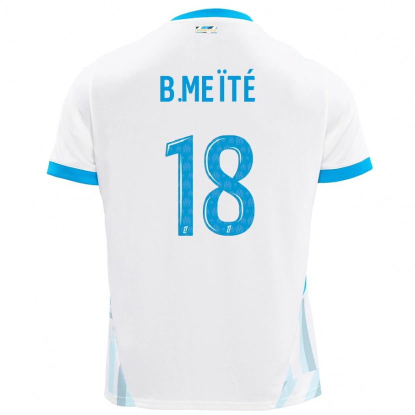 Danxen Mænd Bamo Meïté #18 Hvid Himmelblå Hjemmebane Spillertrøjer 2024/25 Trøje T-Shirt