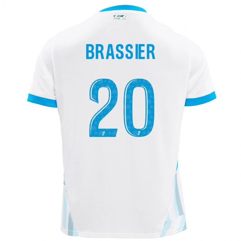 Danxen Mænd Lilian Brassier #20 Hvid Himmelblå Hjemmebane Spillertrøjer 2024/25 Trøje T-Shirt