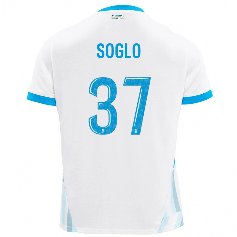 Danxen Mænd Emran Soglo #37 Hvid Himmelblå Hjemmebane Spillertrøjer 2024/25 Trøje T-Shirt
