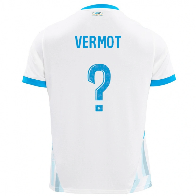 Danxen Mænd Théo Vermot #0 Hvid Himmelblå Hjemmebane Spillertrøjer 2024/25 Trøje T-Shirt