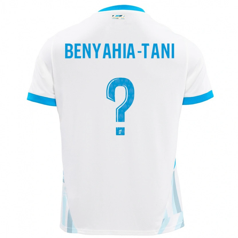 Danxen Mænd Aylan Benyahia-Tani #0 Hvid Himmelblå Hjemmebane Spillertrøjer 2024/25 Trøje T-Shirt