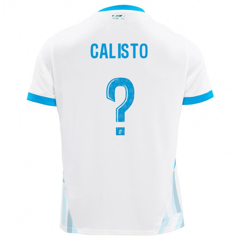 Danxen Mænd Gianni Calisto #0 Hvid Himmelblå Hjemmebane Spillertrøjer 2024/25 Trøje T-Shirt