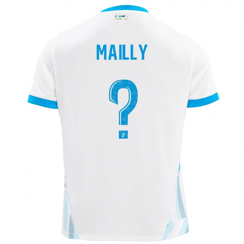 Danxen Mænd Evan Mailly #0 Hvid Himmelblå Hjemmebane Spillertrøjer 2024/25 Trøje T-Shirt