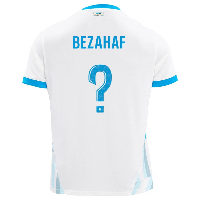 Danxen Mænd Kelyann Bezahaf #0 Hvid Himmelblå Hjemmebane Spillertrøjer 2024/25 Trøje T-Shirt