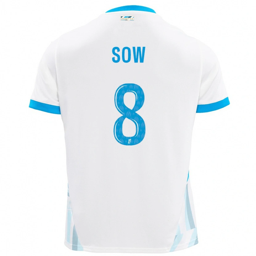 Danxen Mænd Mbayang Sow #8 Hvid Himmelblå Hjemmebane Spillertrøjer 2024/25 Trøje T-Shirt