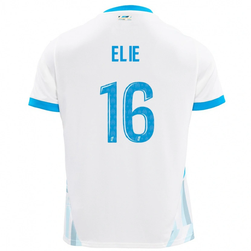 Danxen Mænd Anaïs Elie #16 Hvid Himmelblå Hjemmebane Spillertrøjer 2024/25 Trøje T-Shirt